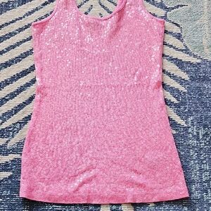 Pink Sequin Sleeveless Top